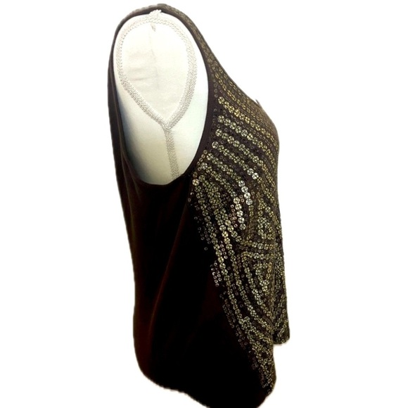 MICHAEL Michael Kors Gold Brown Sequined Tank Top - Women's, SZ XL - Picture 2 of 7